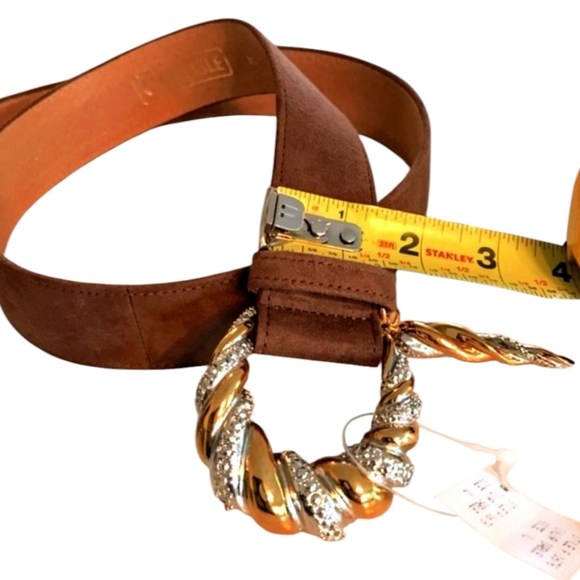 Vintage Carlisle Belt Sable Sueded Leather Gold & Silver Buckle 1676 - Picture 2 of 4